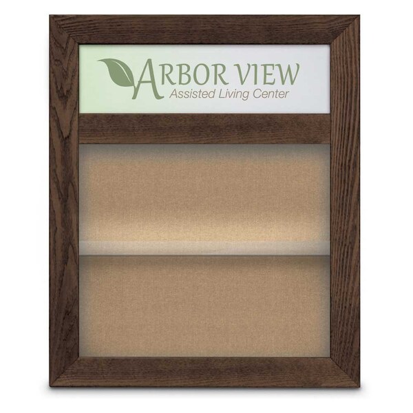 Outdoor Enclosed Combo Board, 42"x32", Bronze Frame/Burgundy & Cobalt